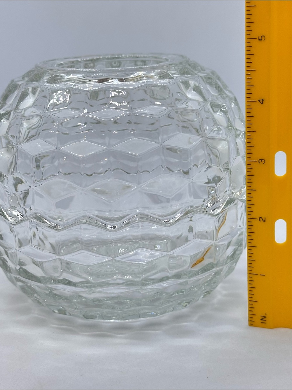 Vintage Homco Clear Cubist Glass Fairy Light Lamp Votive Candle Holder 2 Piece - Picture 10 of 11